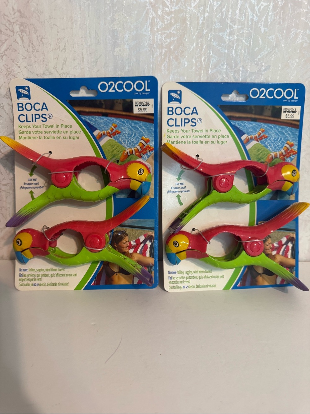 O2COOL Boca Clips Parrot Towel or Table Cloth Clips in Red, Green & Yellow